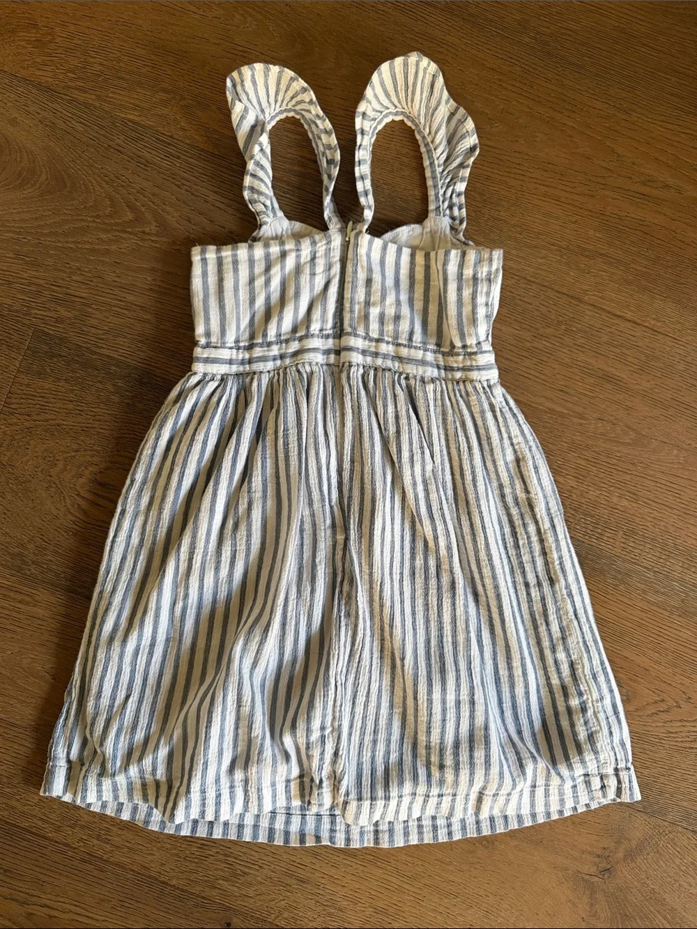 GAP Blue and White Striped Ruffle-Strap Sundress